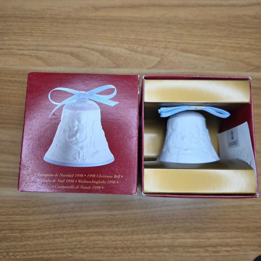 Lladro 1998 Christmas Bell Ornament White Matte Porcelain 16560 Made In Spain